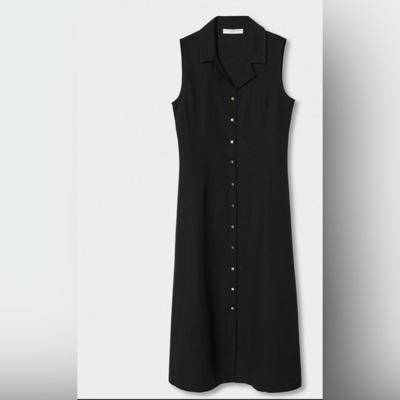 New, Mango Black sleeveless shirt dress with gold buttons, size Small - Picture 3 of 7